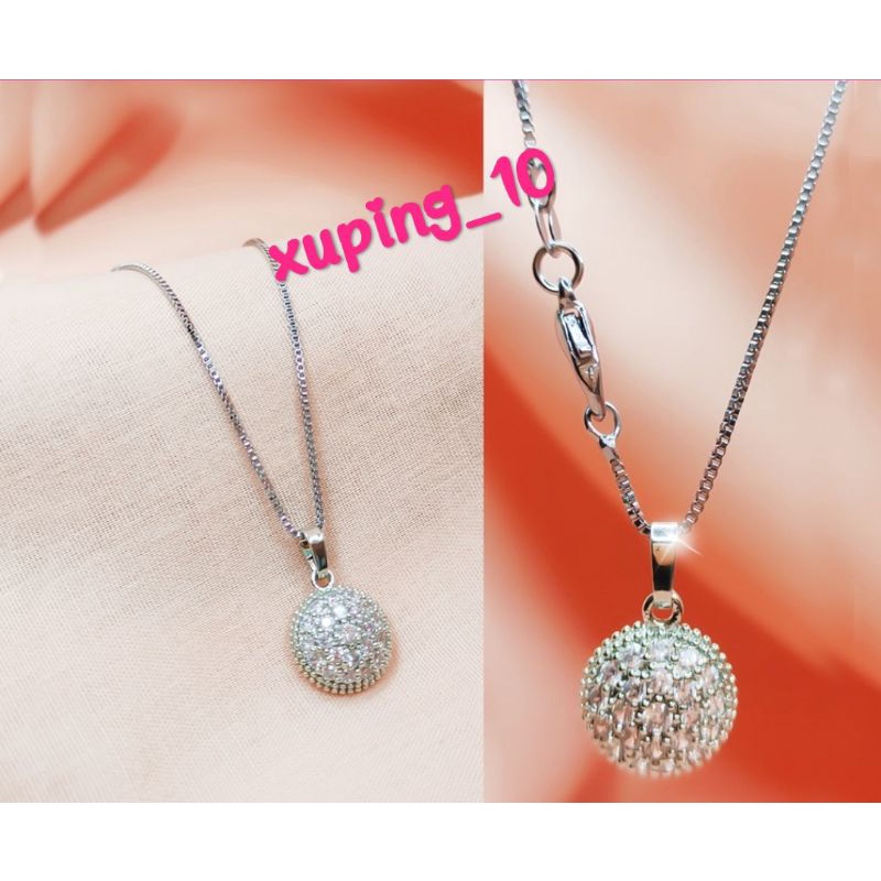 Kalung Xuping Kalung Dewasa Model Itali Free Liontin Bola Setengah Silver Elegnt Mewah