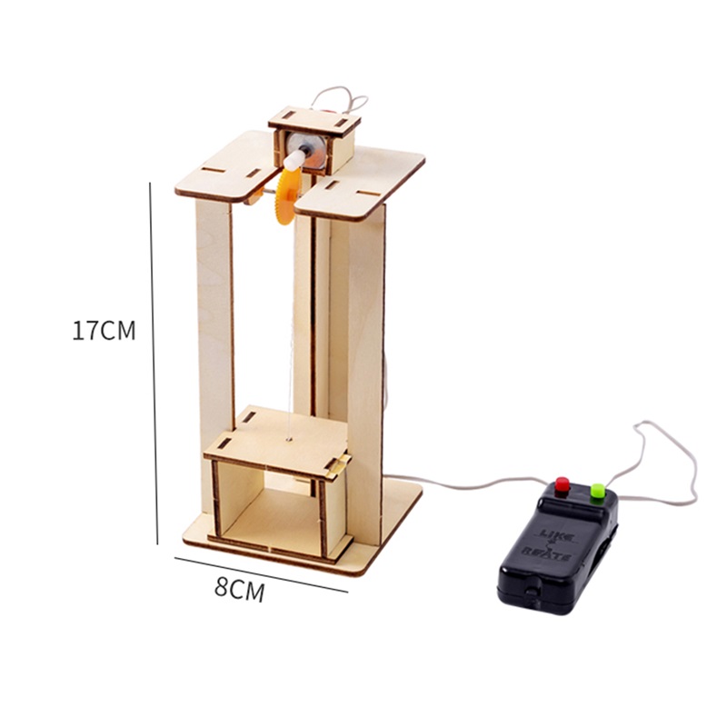 Mainan Edukasi Anak Model Eksperimen Sains Elevator Elektrik DIY Bahan Kayu