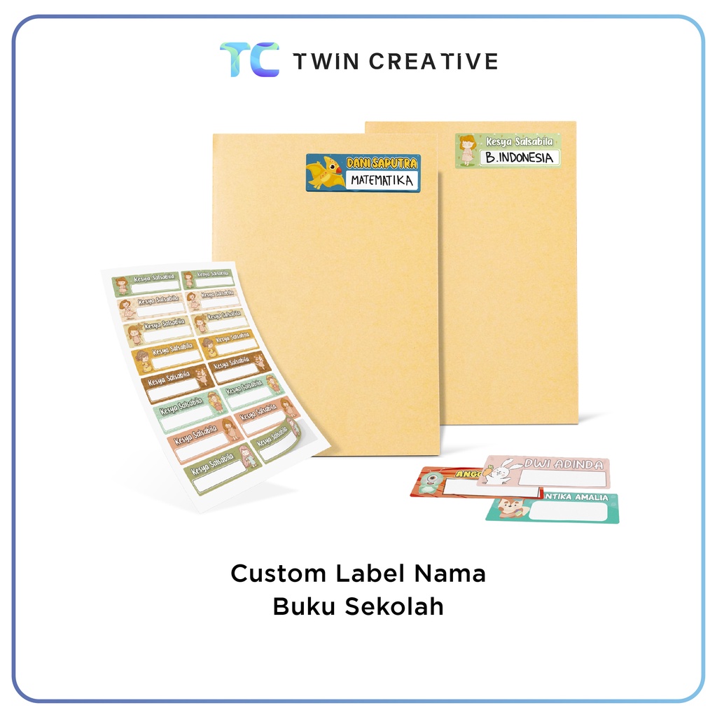 

Custom Stiker Label Nama Buku Sekolah Murah - Sticker Vinyl School Label Waterproof