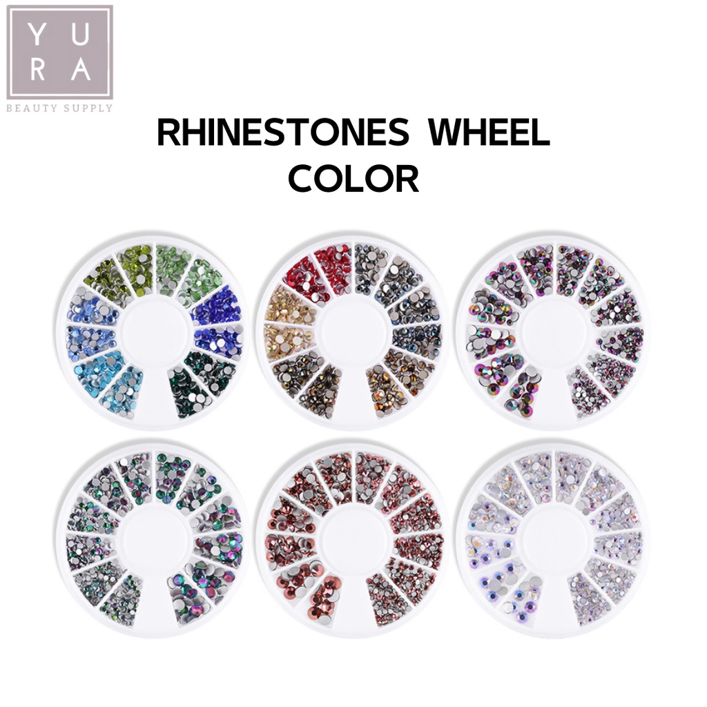 RHINESTONES WHEEL COLOR 3D Hiasan kuku palsu multicolor swarovski nail art DIY case