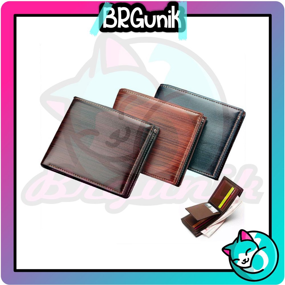 BRGUNIK Dompet Lipat Kulit Pria Import Men Wallet Bisa COD D005