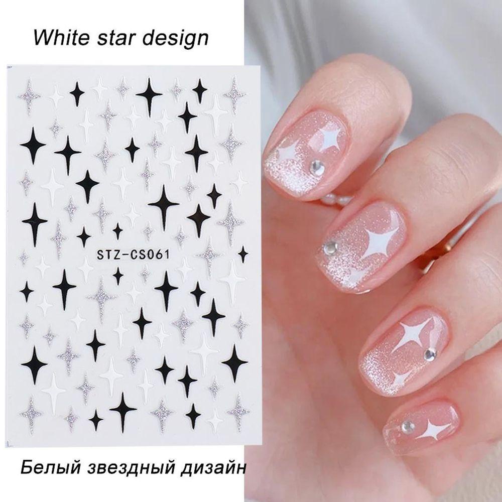 MXBEAUTY 3d Stiker Kuku Gadis Jantung Tahan Air Bintang Laser Nail Decals