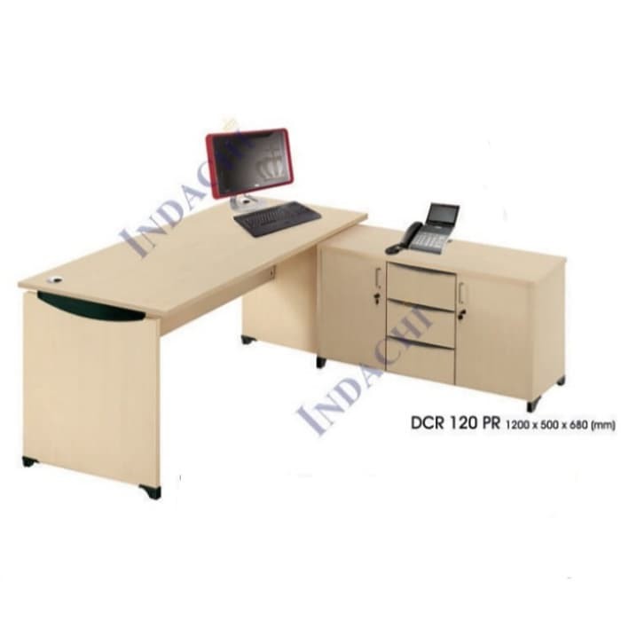 Meja Kerja Bentuk L, Meja Kantor Indachi DD 160 PR Uk.160 + DCR 120 PR