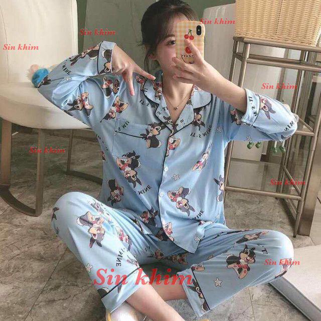 Baju Tidur Wanita / Cewek Piyama Import Bahan Kaos Tebal Aneka Motif All Size L Varian PP-Rabbit new