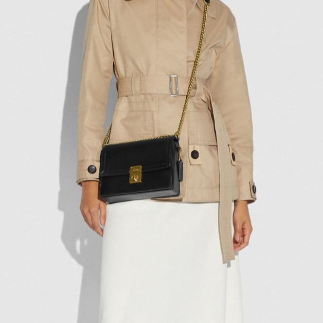 READY STOCK - Coach Hutton In Black Shoulder Bag - ORIGINAL GUARANTEE FACTORY OUTLET COACH