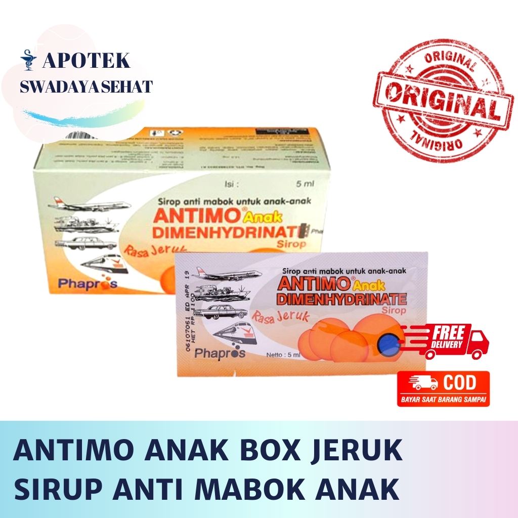 ANTIMO Anak Cair BOX Rasa Jeruk 5 ML - Obat Anti Mual Mabuk Muntah Anak Perjalanan Mabok 10 Sachet