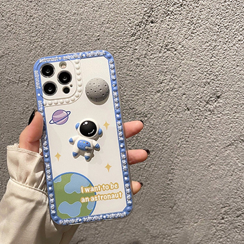 Soft Case Silikon Tiga Dimensi Motif Kartun Spaceman Untuk Iphone 11 11promax 7 8plus X Xs Xr 12 12pro Max