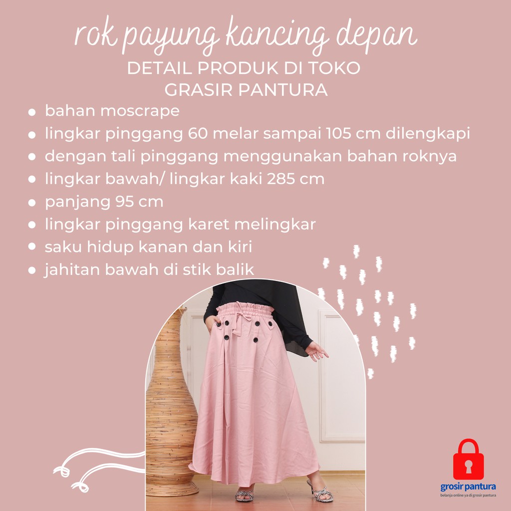 Rok Panjang Payung Jumbo Hitam Wanita Remaja Bahan Moscrape Premium Terbaru