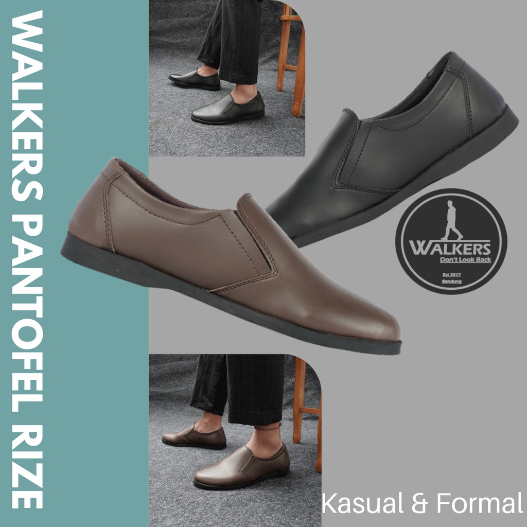 Best Product - Sepatu Pantofel Hitam Coklat Pria Tanpa Tali Pendek Kulit Swedian Formal Kerja Kantor