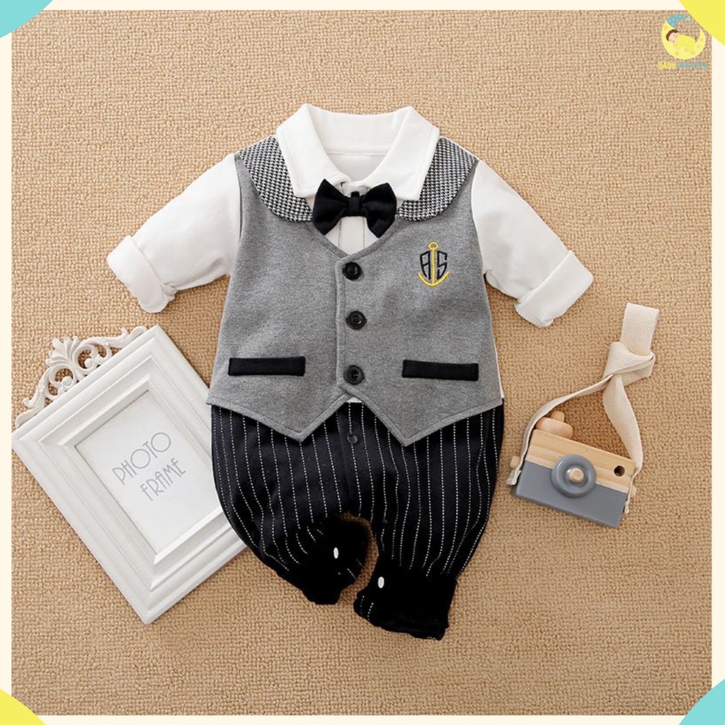 [COD] Baju bayi laki laki / jumper bayi / jumpsuit anak / baju bayi motif TUXEDO  baju anak import/Babylovanta