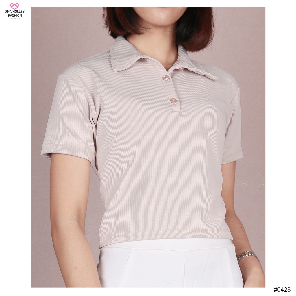 (COD) OH Fashion Syla Polo Crop Tee Lengan Pendek #0428