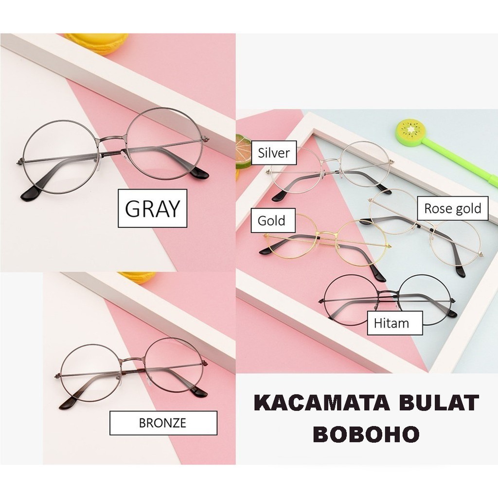 [✅COD] Kacamata Bulat Boboho Anti Radiasi Gaya Korean Style Aksesoris Fashion Frame Sunglasses Kaca Mata Retro Polarized Photocromic Wanita Cewek Perempuan Korea Murah Original