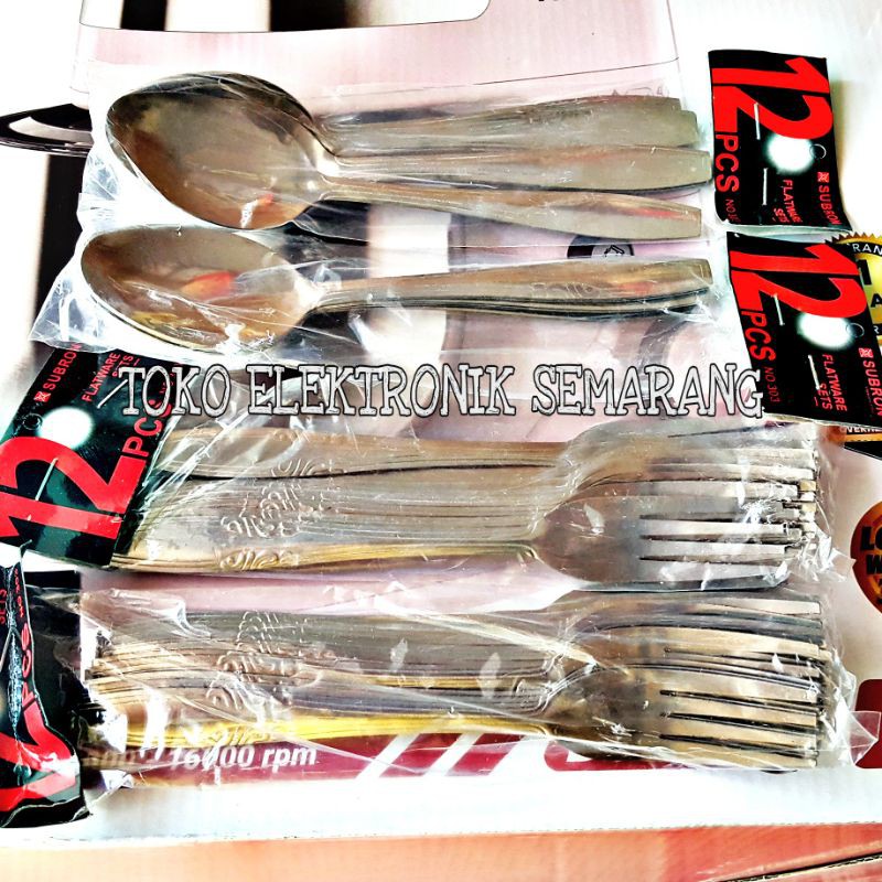 SPOON SENDOK STAINLESS STEEL ISI 12 PCS MERK SUBRON FLATWARE SET