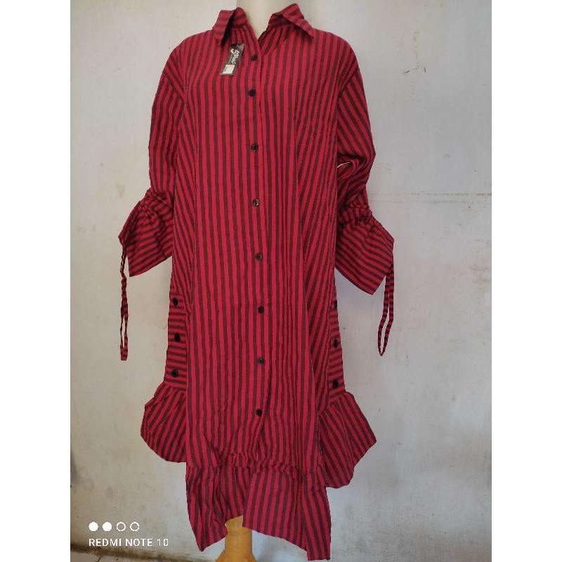Tunik katun salur rempel bawah lengan serut / motif salur / TUNIK SALUR BUSUI / LD 108 cm