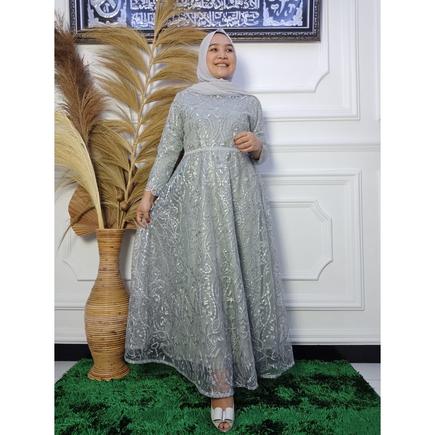 Kebaya Gamis Ria Ricis LR / Gamis Kebaya Pesta Kondangan / Baju Gamis Kondangan / Dress / Kebaya Brokat / Fashion Muslimah / Dress Kebaya