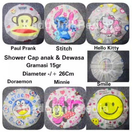 Shower Cap Karakter - Topi Keramas - Topi Mandi - Penutup Rambut