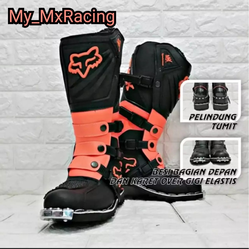 BISA COD sepatu cross trail protector  sepatu trail adventure bots safety terlaris sepatu motorcross ORANGE BLACK