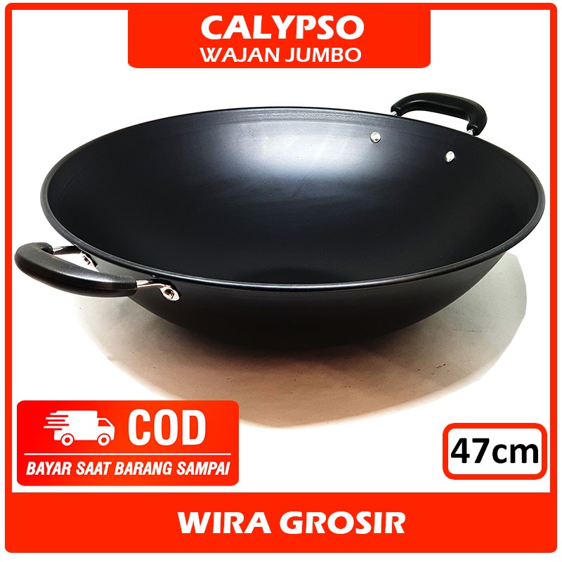 Calypso Wajan Jumbo 47cm | Kuali Besar Anti Lengket | Penggorengan Enamel | Kwali Teflon Anti Gores