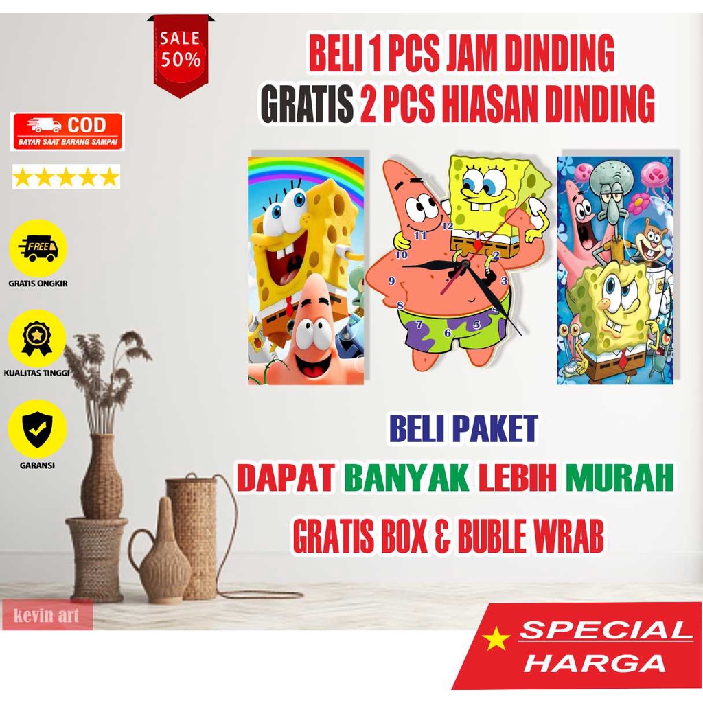 JAM DINDING UNIK MINIMALIS MODERN KARAKTER PATRICK SPONGEBOB HIASAN DINDING RUANG TAMU AKSESORIS DINDING KAYU BESAR UNIK DAN KEREN PAJANGAN DINDING CUSTOM AESTHETIC MURAH TEMPEL TEMBOK 3d DEKORASI DINDING ARTISTIK MODERN MEWAH BAGUS BESAR GLOW IN THE DARK