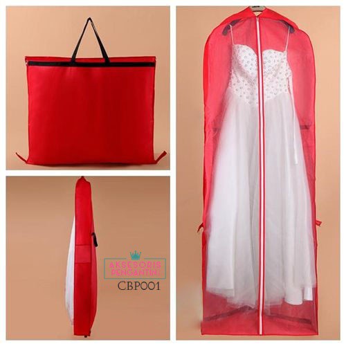 [PRODUK TERLARIS] PLASTIK PELINDUNG BAJU COVER GAUN PENGANTIN WOVEN MERAH CBP001