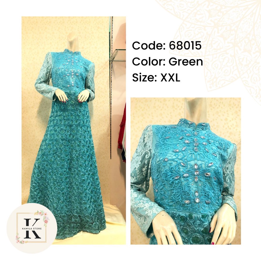 [SALE LAST PIECE] Miss De Dress Gamis Muslim Pesta Biru Tosca Mawar Brokat