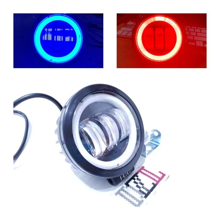 lampu tembak led cwl k30 3 mata 4d angel aye eye 30 watt bulat biru