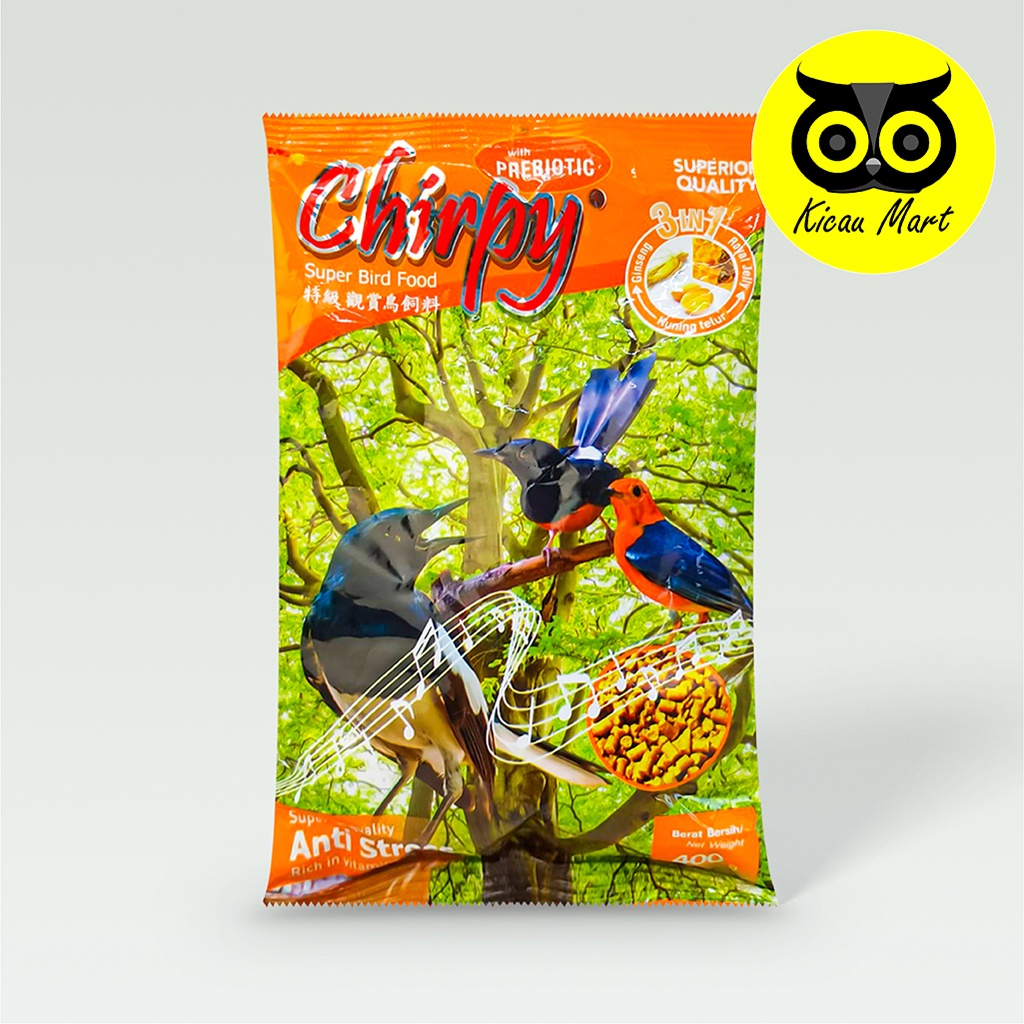 PAKAN MAKANAN HARIAN BURUNG PLECI MURAI KACER VOER PUR CHIRPY 3 IN 1 FORMULA KUNING SUPERIOR CVOERP