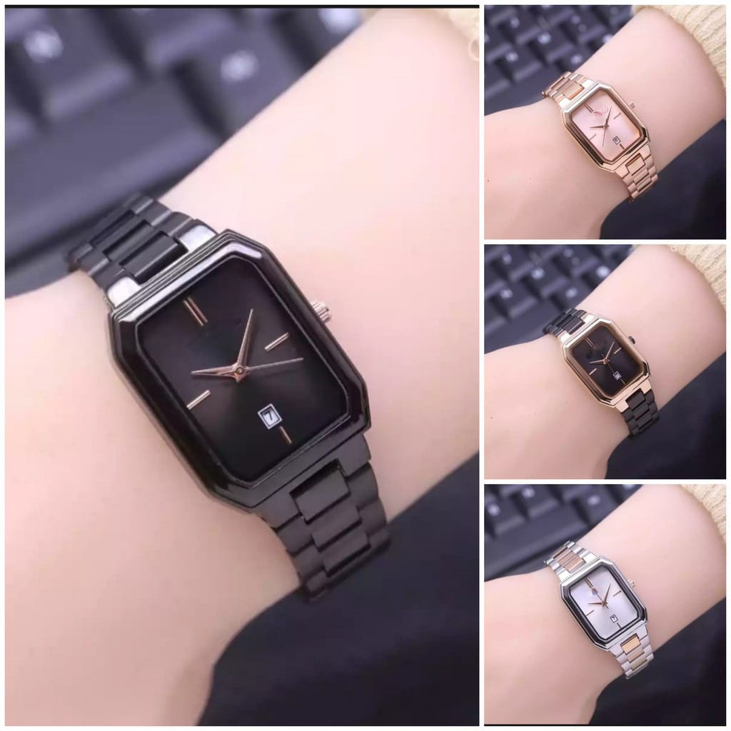 [SS-✅COD] JAM TANGAN WANITA TERBARU PREMIUM MEWAH STAINLISS STEEL TANGGAL AKTIF PERSEGI PANJANG BWL-39 BISA COD