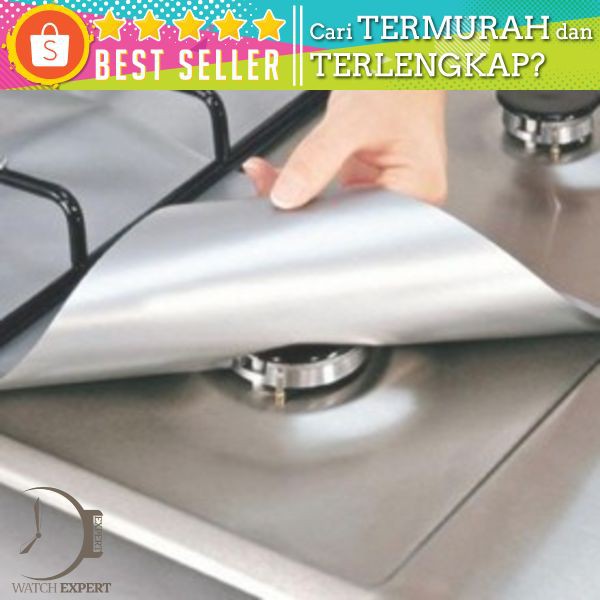 Alas Cover Kompor Anti Minyak Reusable Stovetop Burner Protector 27x27cm 4 PCS - CM-KW0288 - Black