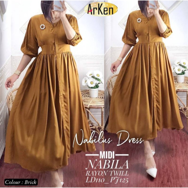 Nabilus Dress Midi Nabila Rayon Twill LD 110 PJ 125