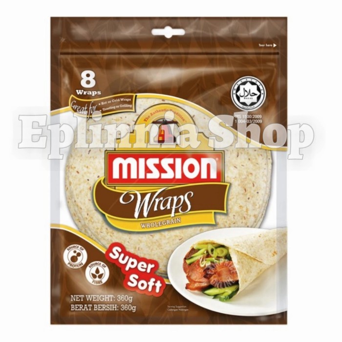 

Mission Wraps Wholegrain Super Soft 8's 360 gr - Roti Pita Rasa Gandum