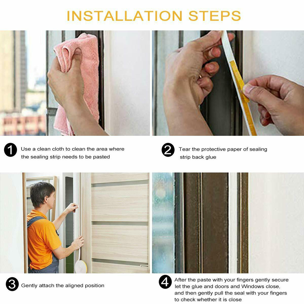 SUYOU 5/10M Home Seal Strip Soundproof Foam Window Door Weather Strips Anti Collision Rubber Self Adhesive Draught Excluder/Multicolor