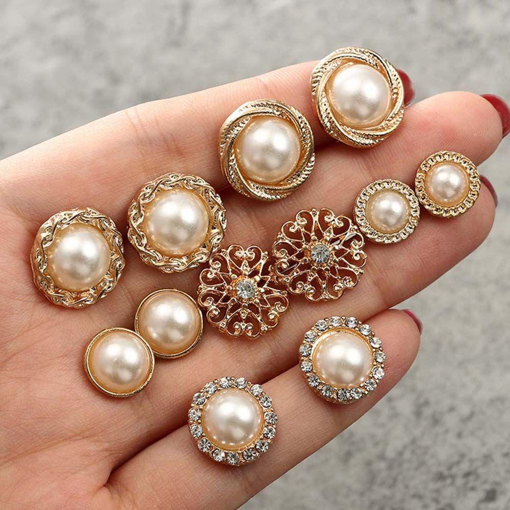 Mxbeauty 6 Pasang / Lot Anting Tusuk Retro Vintage Bentuk Bunga Warna Emas Hias Mutiara Imitasi Untuk Wanita