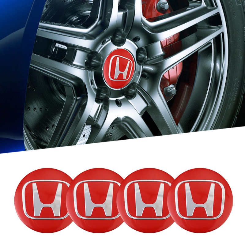 4pcs Stiker Emblem Metal 56mm Untuk Hub Tengah Velg Honda Civic Accord Fit City Vezel CRV Odyssey Jazz Insight