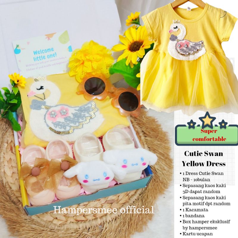 HAMPERSMEE SET PREMIUM - HAMPERS BAYI HAMPERS BABY KADO BAYI BABY GIFT HADIAH KELAHIRAN NEWBORN MURAH HEMPERS BAYI PARCEL BAYI BARU LAHIR-Cutie Swan Yellow
