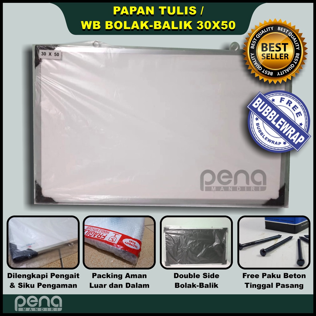 Papan Tulis Whiteboard 30x50 Premium