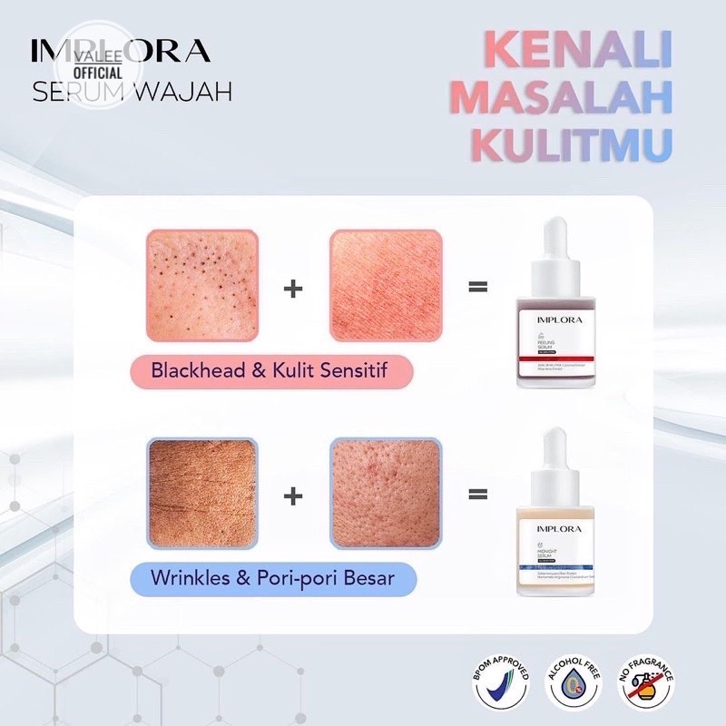 (COD) Implora Face Serum Acne Serum Anti Jerawat | Luminous | Midnight | Peeling AHA BHA PHA | Hydrating Serum