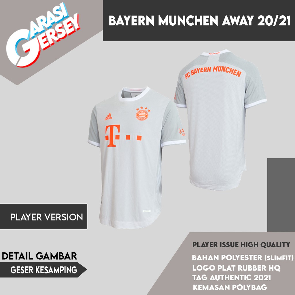 Jersey Bola Bayern Munchen Away 2020 2021 Player Issue Heatready Adizero Climachill