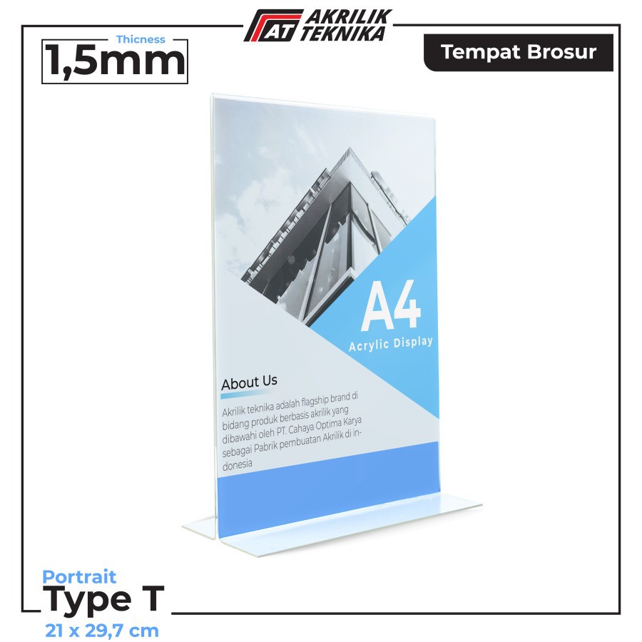 

TEMPAT BROSUR / TENT CARD AKRILIK DISPLAY 2 SISI A4 ACRYLIC 1.5MM