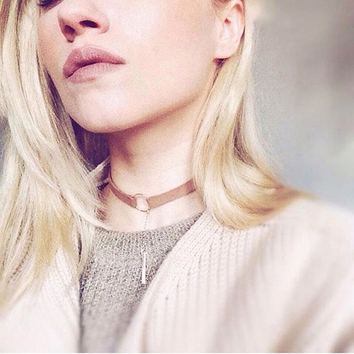 Hu Hu Hu Hu Hu Alat Bantu Pasang Kacamata♡ Kalung Choker Bahan Velvet Dengan Liontin Cincin Bulat Untuk Wanita