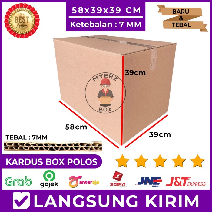 

Kardus Besar Jumbo Karton Box Polos 58 X 39 X 39 Double Wall 7 Mm 024