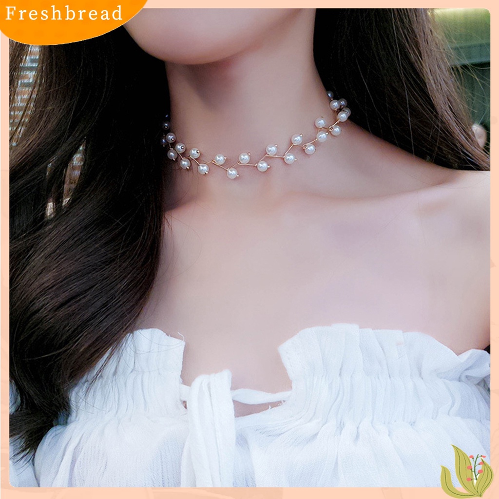 [Fresh] Kalung Choker 2 Layer Aksen Mutiara Imitasi untuk Wanita / Pesta Cocktail / Hadiah