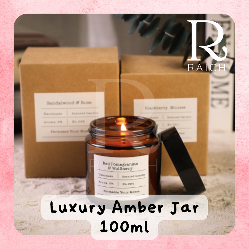 Amber Jar Kaca Tutup Hitam &amp; Silver 100 ml for Candle Toples Kaca Lilin Bumbu SMALL