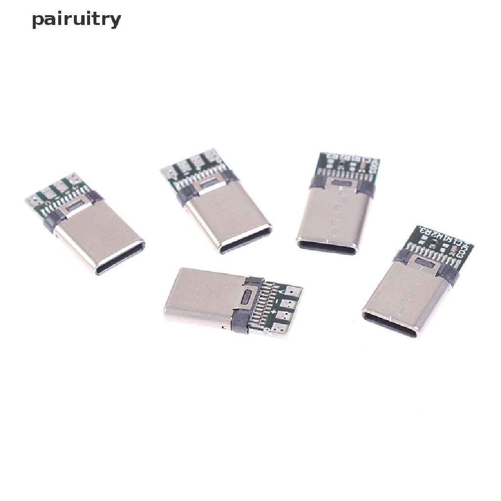 Prt 5 / 10Pcs Soket Konektor Kabel USB 3.1 Tipe C Male DIY PRT