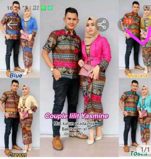 Batik Couple Yasmine Lilit Modern Kekinian Pesta Kondangan Seragam Ferizka Yasmin Feriska