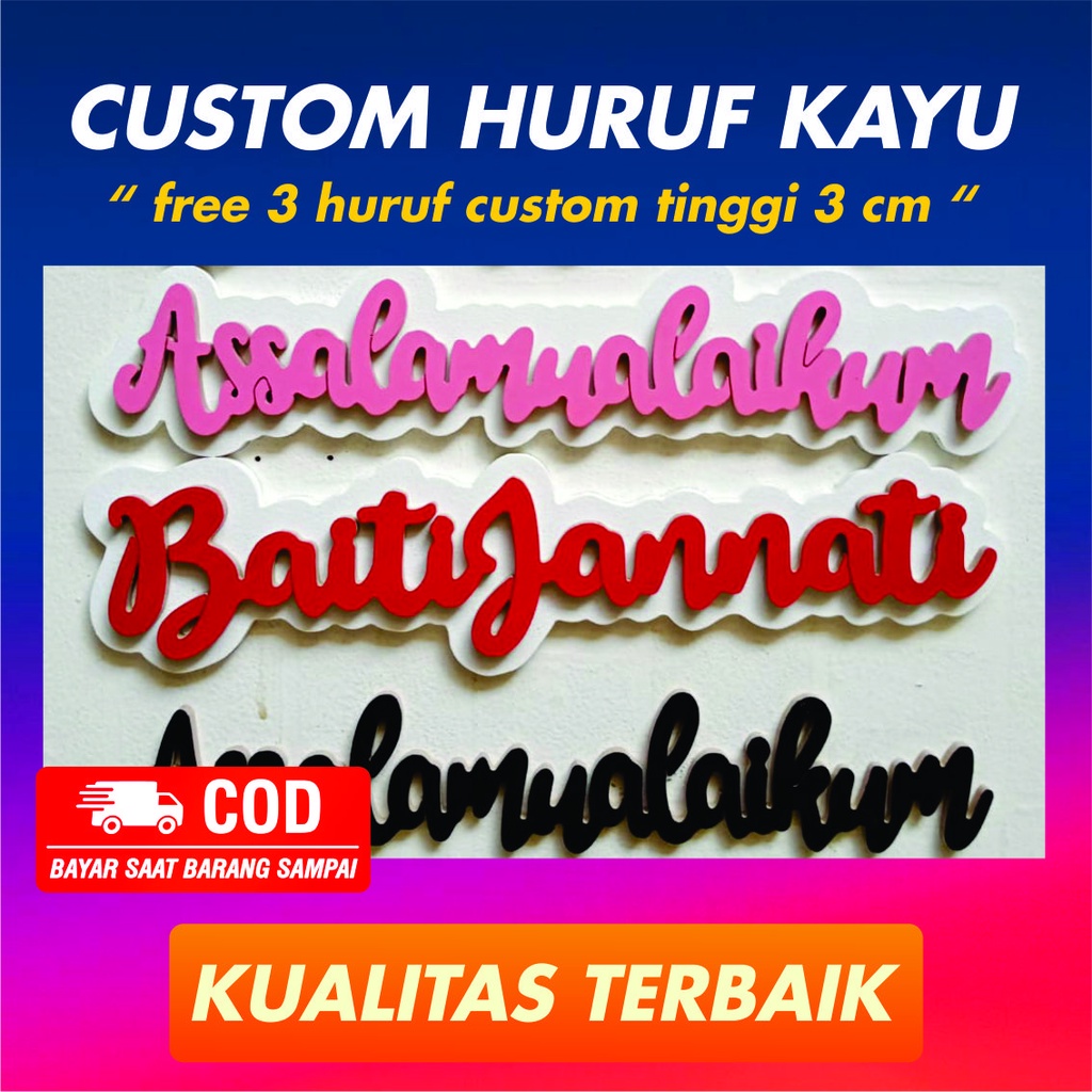 Tulisan Kayu Assalamualaikum Custom / Assalamualaikum Wooden / Homedecor / Dekorasi Dinding