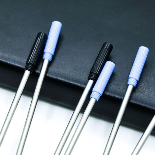 10pcs Isi Ulang Pulpen 0.5mm Bahan Metal Warna Hitam Biru Untuk Sekolah / Kantor