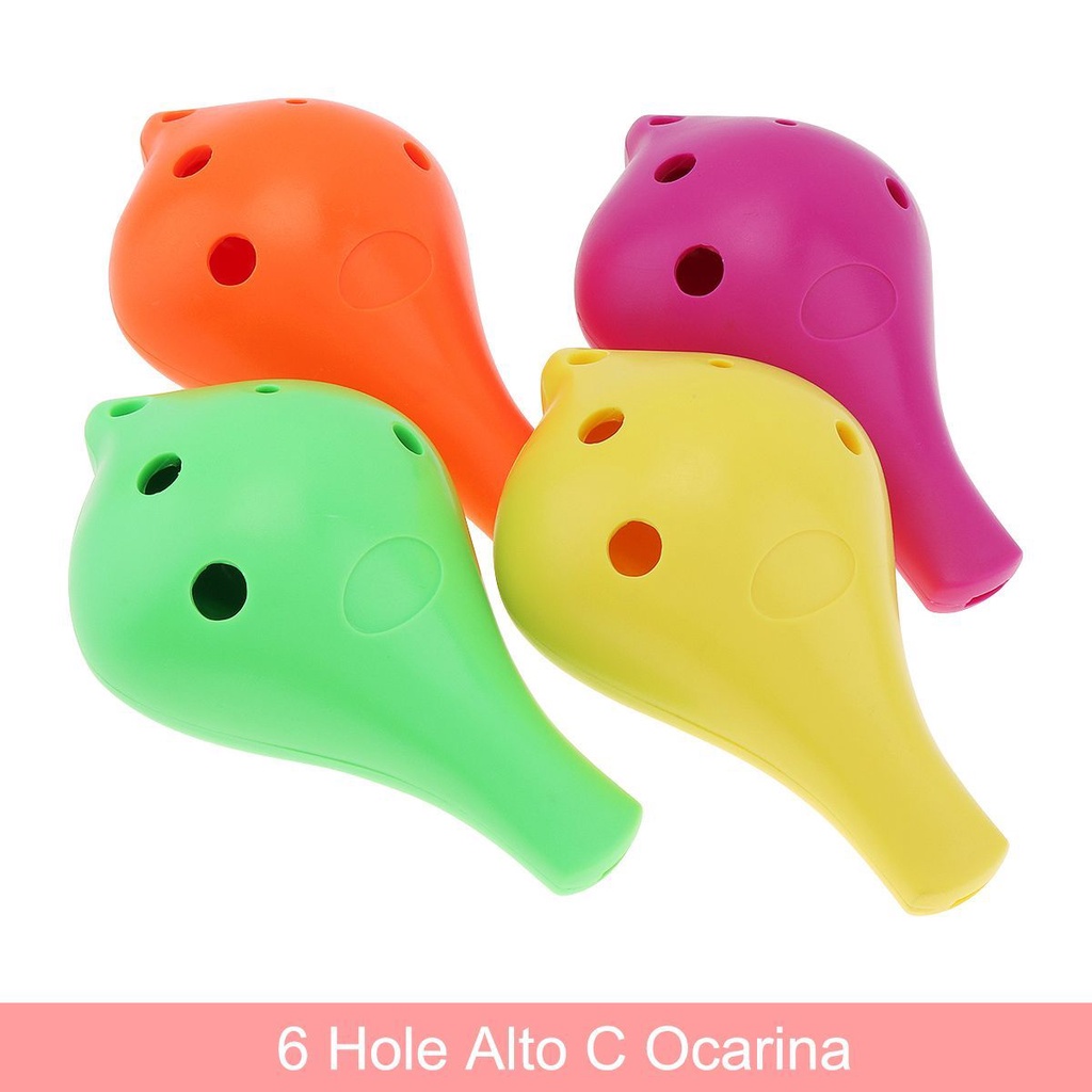 Seruling Ocarina Altoc 6 Lubang 4 Warna Pilihan Bahan Plastik Dengan Tali Gantung