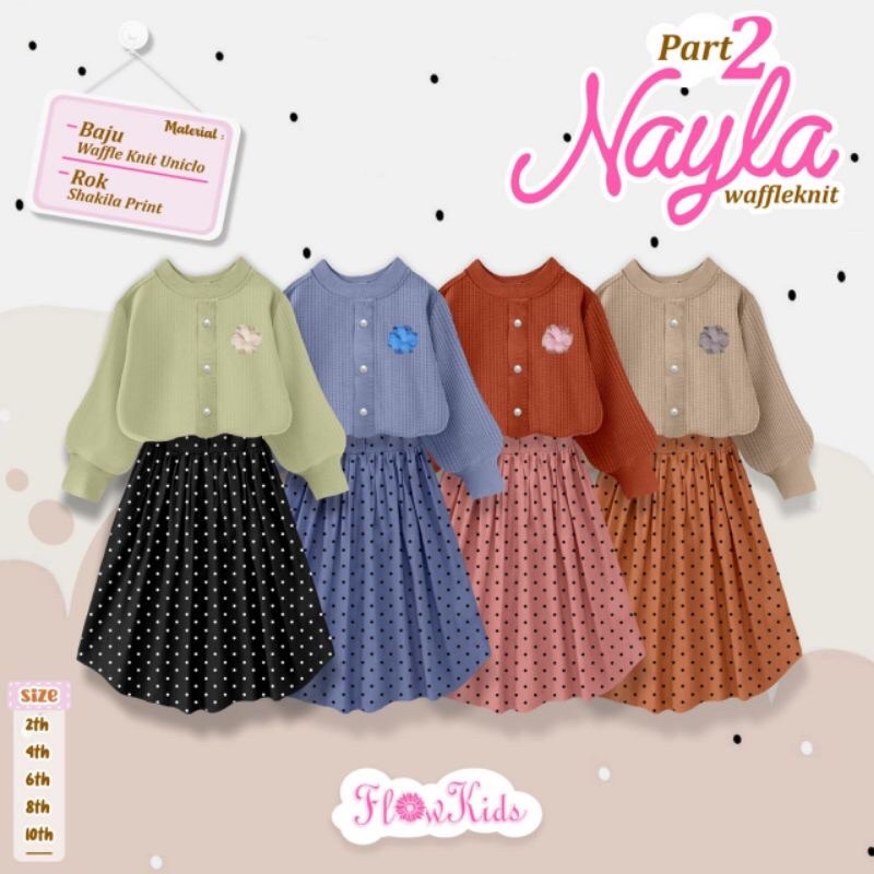 Baju anak perempuan stelan atas bawah rok baju lengan panjang Flowerkids usia 1 2 3 4 5 6 7 8 9 10 t