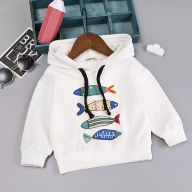 HOODIE ANAK UNISEX FOUR FISH - BAJU HALUS KEKINIAN PREMIUM